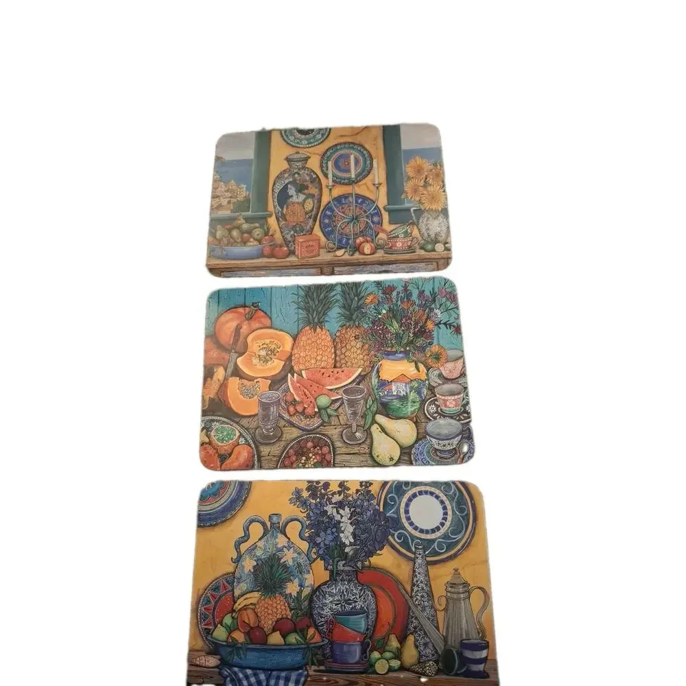 Jason Placemats Set/6 Italian Still Life By Sarina Fork Backed Vintage Bright